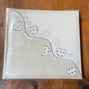 Stylish Cream and White Heart Embroidered Photo Album
